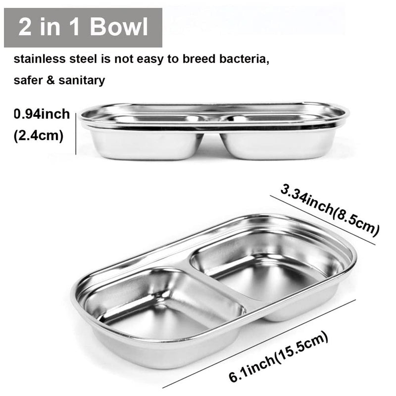 HanryDong Hamster Feeding Bowl for Food and Water, Small Animal Stainless Steel Feeder, Cage Pet Small Dish for Rabbit/Guinea Pig/Hedgehog/Mice/Chinchilla/Kitten 1 bowl - PawsPlanet Australia