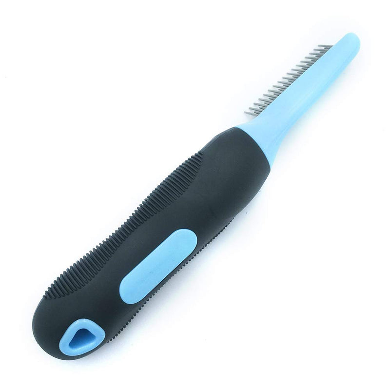 [Australia] - Dog Cat Comb for Grooming Dematting Mats Hair, Cat Brush for Shedding and Grooming Long Haired Cats, Professional Grooming Tool for Removing Tangles and Knots, Cat Dematting Tool Professional with Long & Short Stainless Steel Metal Teeth - Safety Round... 