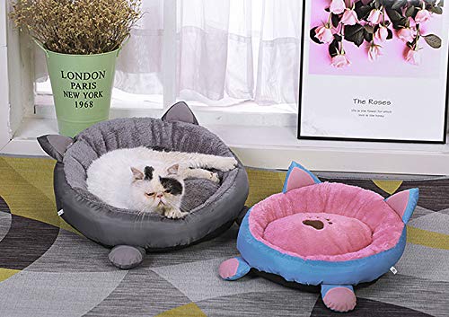 [Australia] - Small Dog Bed with Removable Washable Cover Cute Cartoon Ears Cuddler Pet Bed for Cats Small Dogs Padded Cushion Bed Anti-Slip Water-Resistant Bottom Soft Durable Pet Supplies Pet Sofa Kitten Bed Gray 