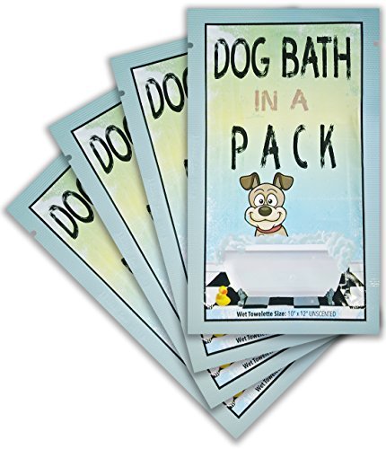 [Australia] - Dog Bath in A Pack - Largest Moist Bath and Grooming Dog Wipes in Individual PacksTRIAL Size Perfect for Travel or When on The GO 4ct. 