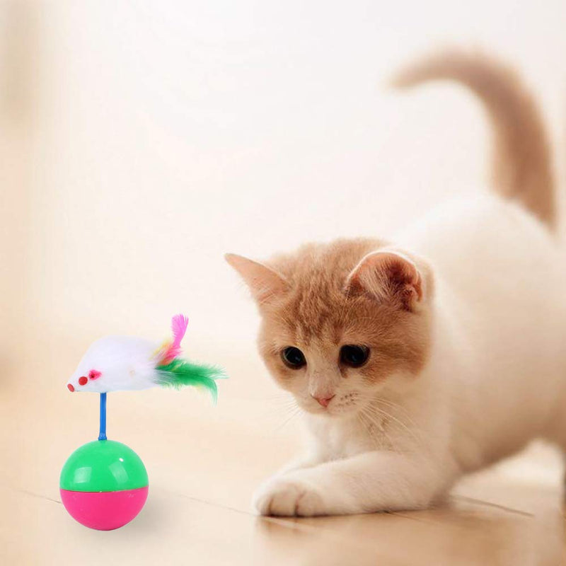 2 Pcs Cat Toy Ball Funny Interactive Plastic Mice Balance Swing Tumbler Ball for Cat Training Teasing Cat Toys - PawsPlanet Australia