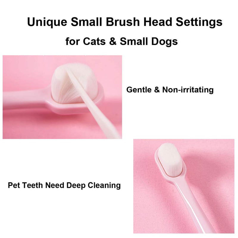 HanryDong Cat Toothbrush with Mini Soft Head, Pet Teeth Deep Clean Dense Brush, Safe and Effective Oral Care, Small Dog Tooth Brush Away Bad Breath(Pink, Blue) - PawsPlanet Australia