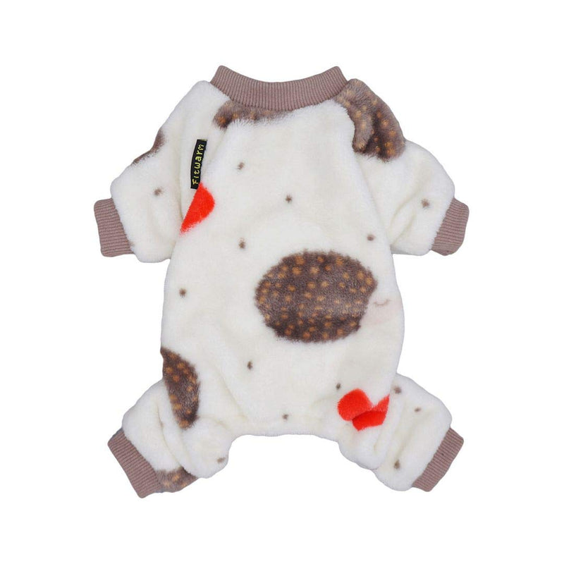 Fitwarm Thermal Pet Winter Clothes for Dog Pajamas Cat Onesies Jumpsuits Puppy Outfits Thick Velvet X-Small Cream White - PawsPlanet Australia