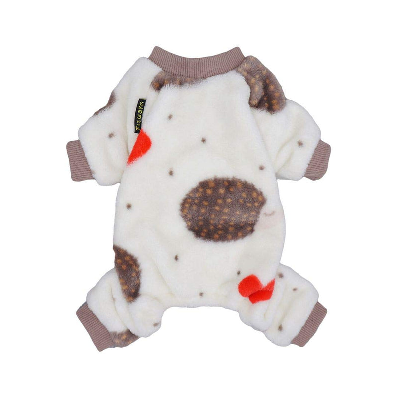 Fitwarm Hedgehog Thermal Pet Winter Clothes for Dog Pajamas Cat Onesies Jumpsuits Thick Velvet Cream White M - PawsPlanet Australia
