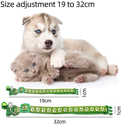 AOSEA 6 Pack Adjustable Cat Collar with Bell, Reflective Strap, Safety Quick Release Buckle, Suitable for Cats and Small Dogs 19-32cm - PawsPlanet Australia