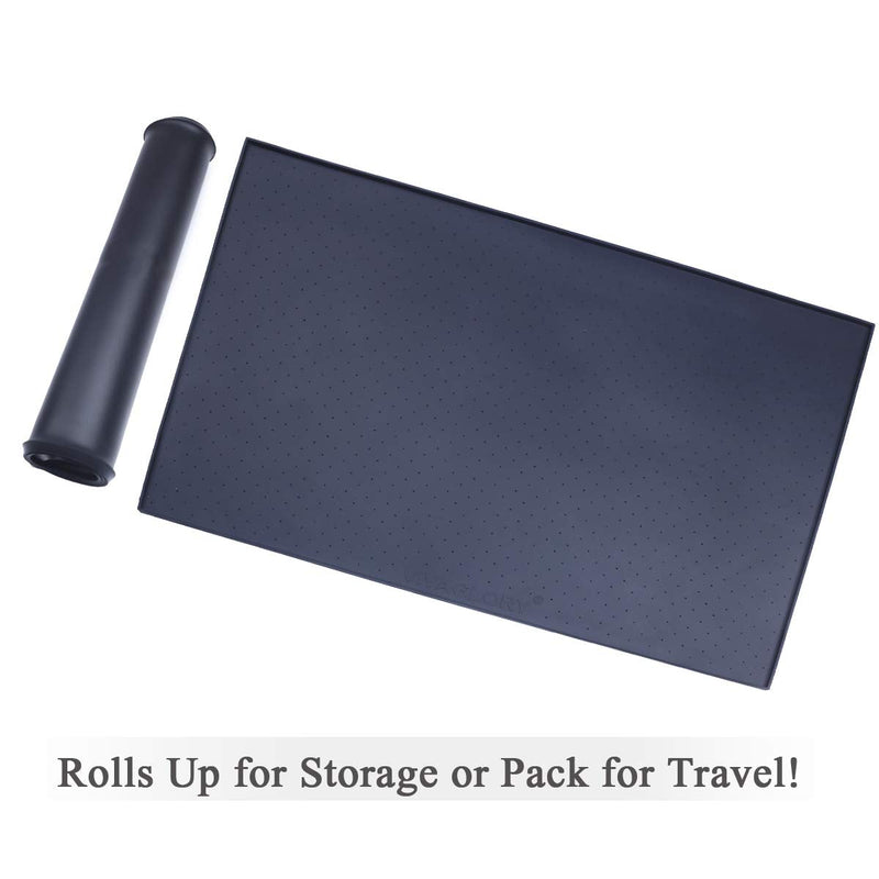 VIVAGLORY Feeding Mat for Dogs Cats Silicone Non Slip Pet Bowl Mat Waterproof Food Food-Grade Food Placemat with Lip, S, Black Small(48x30cm) - PawsPlanet Australia