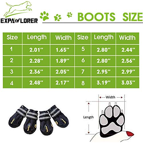 [Australia] - EXPAWLORER Waterproof Dog Boots Reflective Non Slip Pet Booties for Medium Large Dogs Black 4 Pcs 2(2.28"x1.89") 