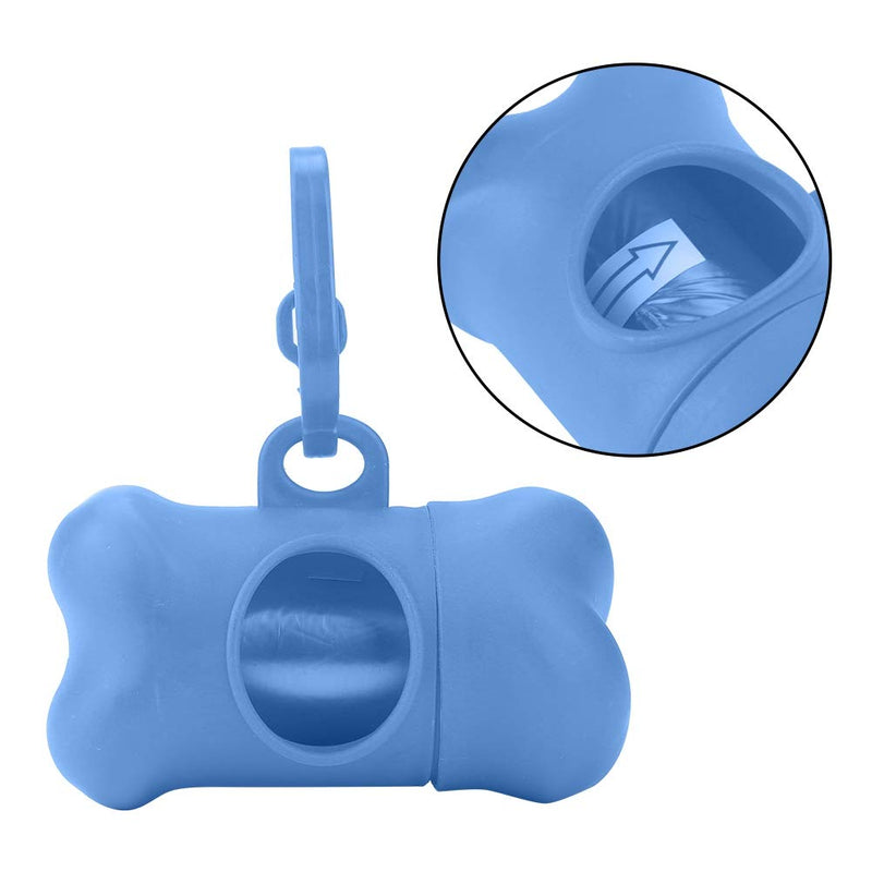 [Australia] - Fdit 20 Rolls Pet Dog Plastic Clean Trash Waste Bags with Bone Shape Bag Dispenser Holder(Blue) Blue 