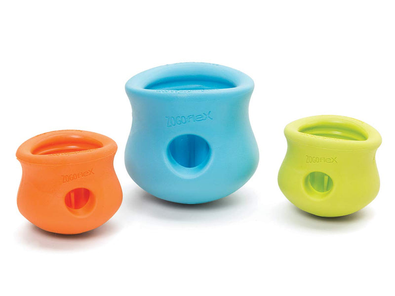[Australia] - West Paw Zogoflex Toppl Treat Dispensing Dog Toy Puzzle – Interactive Chew Toys for Dogs – Dog Toy for Moderate Chewers, Fetch, Catch – Holds Kibble, Dog Training Treats, Made in USA Large Aqua 