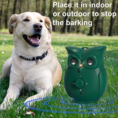 Bestdoggo Anti Barking Dog Barking Deterrent Indoor&Outdoor Ultrasonic Barking Control Device,Stop Barking Dog Device,Bark Control Up to 35FT Dog No Barking,Owl-Shaped Design. Green - PawsPlanet Australia