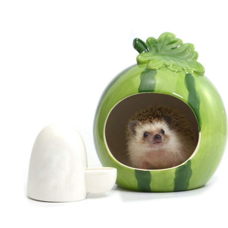 POPETPOP Thick Ceramic Home Pet Water Feeder Hedgehog Drinking Fountain Small Pet Water Dispenser (White) - PawsPlanet Australia