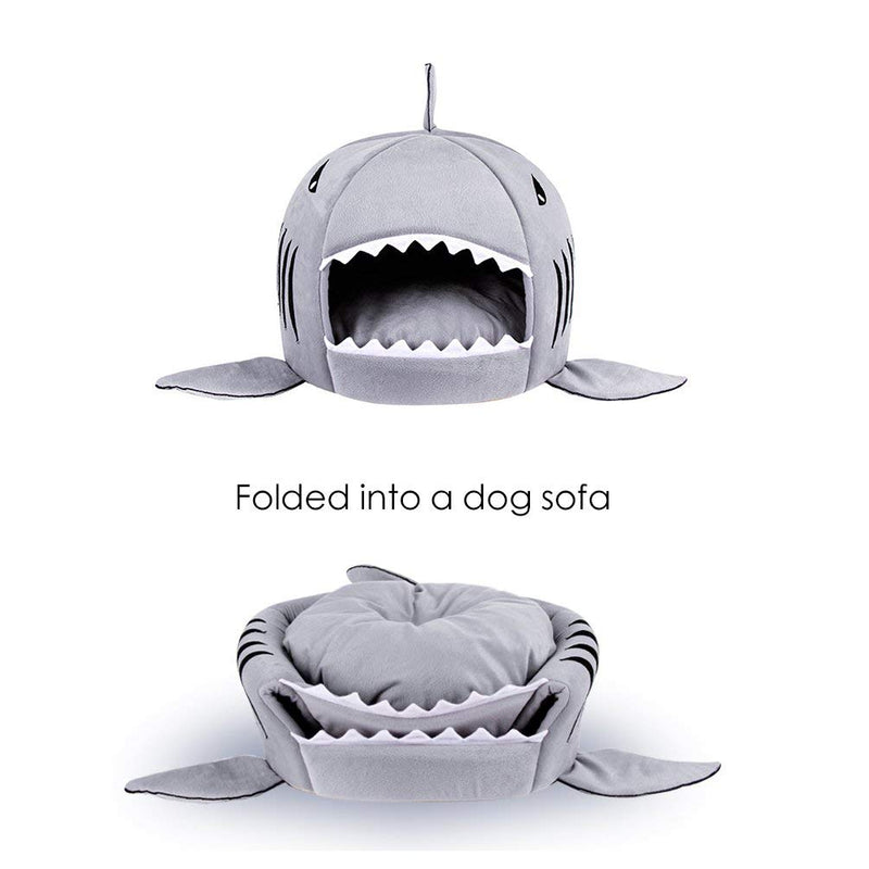 [Australia] - Easy Store Dog Cat Shark Bed – Soft Dog Cat Puppy House for Small Cats Dogs – Hand Washable Dog Cat Pet Cave with Removable Cushion and Waterproof Bottom 