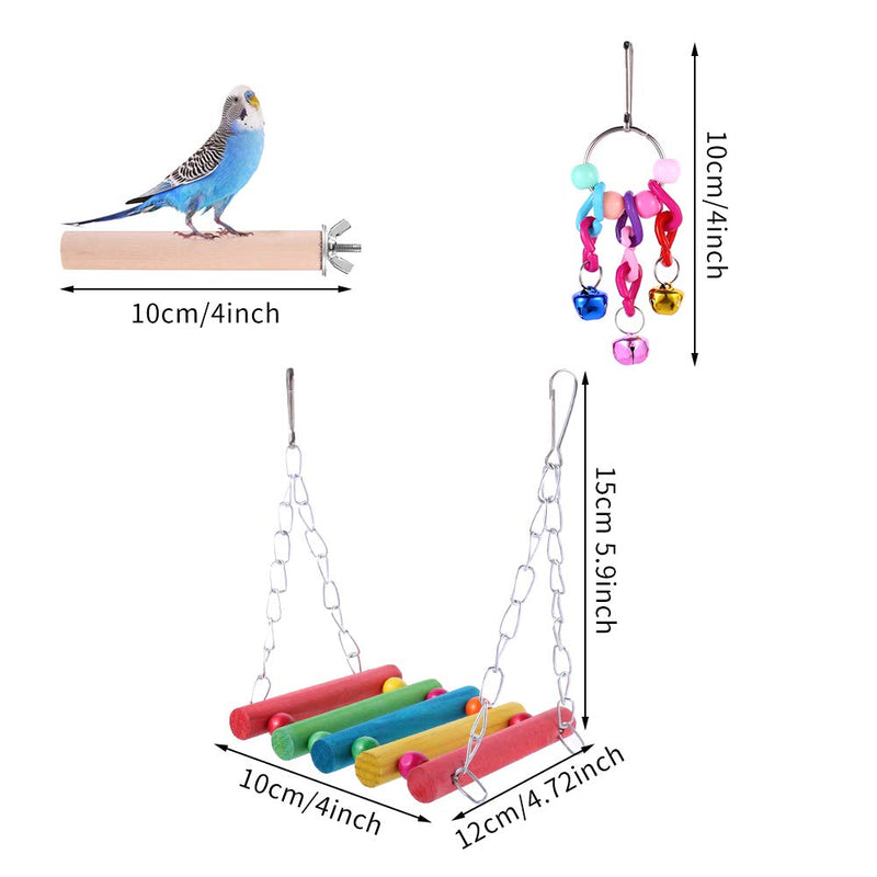 Inscape Data 8 Pack Bird Parrot Toys, Bird Swing Chewing Toys Perch Stand Hanging Bell Mirror Climbing Ladders Bird Cage Toys for Small Parakeets, Cockatiels, Budgies, Conures, Love Birds, Finches - PawsPlanet Australia