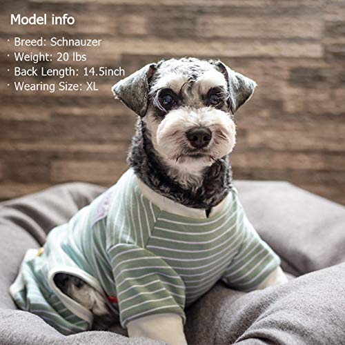 [Australia] - kyeese Dog Pajamas Cotton Stretchable Dog Jumpsuit 4 Legs Strip PJS Pet Puppy Cat Pajamas Lightweight Large Green 