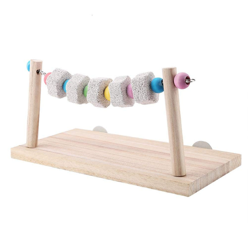 Aeloa Swing Wooden Stand Platform Mineral Stone Molar Toy Springboard for Birds Hamster - PawsPlanet Australia