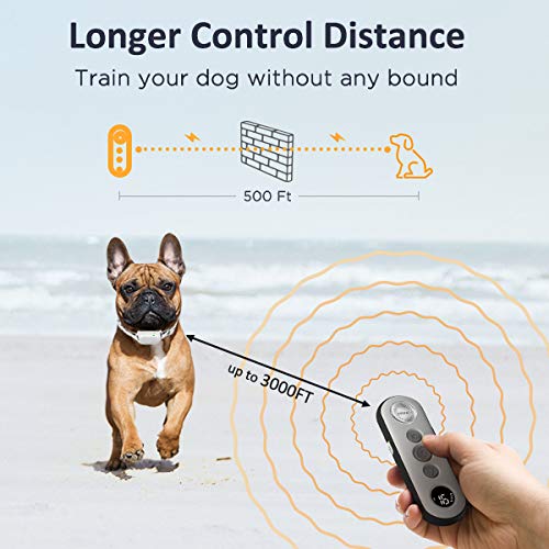 PATPET Shock Collar for Small Dog - Electric Dog Training Collar with 3 Safe Training Modes, Rechargeable Waterproof Shock Collars, 3000 Ft Remote Control for Dogs (8-120lbs) - Bark Collar with Remote Light grey - PawsPlanet Australia