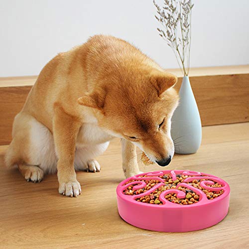 GreeSuit Pet Dog Bowl Slow Feeder - Fun Foraging Bloat Stop Dog Food Bowl Maze Interactive Puzzle Cat Bowl Non Skid Pink - PawsPlanet Australia