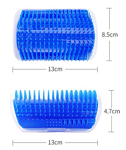 Hub's Gadget 2 Pack Cat Self Groomer, Wall Corner Massage Comb Grooming Brush with Catnip Pouch Blue - PawsPlanet Australia