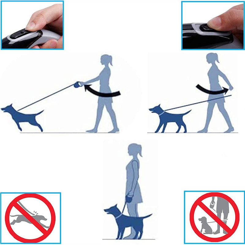 5 m retractable dog leash, dog retractable leash for large dogs, retractable dog leash for small medium-sized dogs, dog leash strap retractable leash, with garbage box and garbage bag, non-slip handle, for dogs up to 20 kg - PawsPlanet Australia