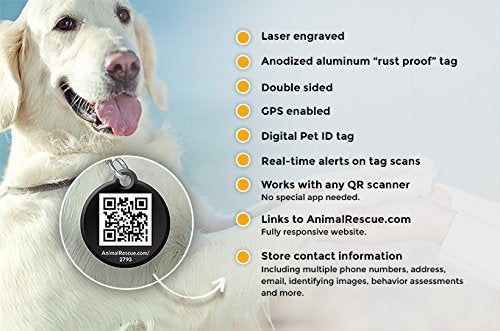 [Australia] - AnimalRescue.com Q-Tag QR Code Pet ID Tag for Dogs & Cats GPS Enabled - Digital Pet ID System 