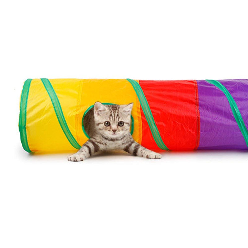 Aiky Cat Tunnel, Cat Tunnels for Indoor Cats, Long Tube Cat Toys, Collapsible Kitty Tunnel Bored Cat Pet Toys with Toy Ball, 2 Peek Hole for Cat, Puppy, Kitten, Rabbit - PawsPlanet Australia