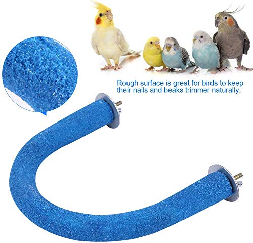 HEEPDD Bird Perch, Natural Wood U Shape Quartz Sand Branches Hanging Stand Paw Grinding Ladder for Pet Parakeet Cockatoo Canary Finch Dove(Blue) Blue - PawsPlanet Australia