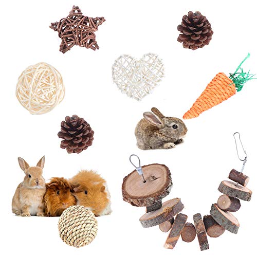 FADACAI 15 Pieces Rabbit Chew Toys, Bunny Tooth Chew Toys, Small Animals Play Balls, for Rabbits Bunny Guinea Pigs Gerbils, Hamsters Teeth Grinding, Bunny Toys (10 Pcs) 10 Pcs - PawsPlanet Australia