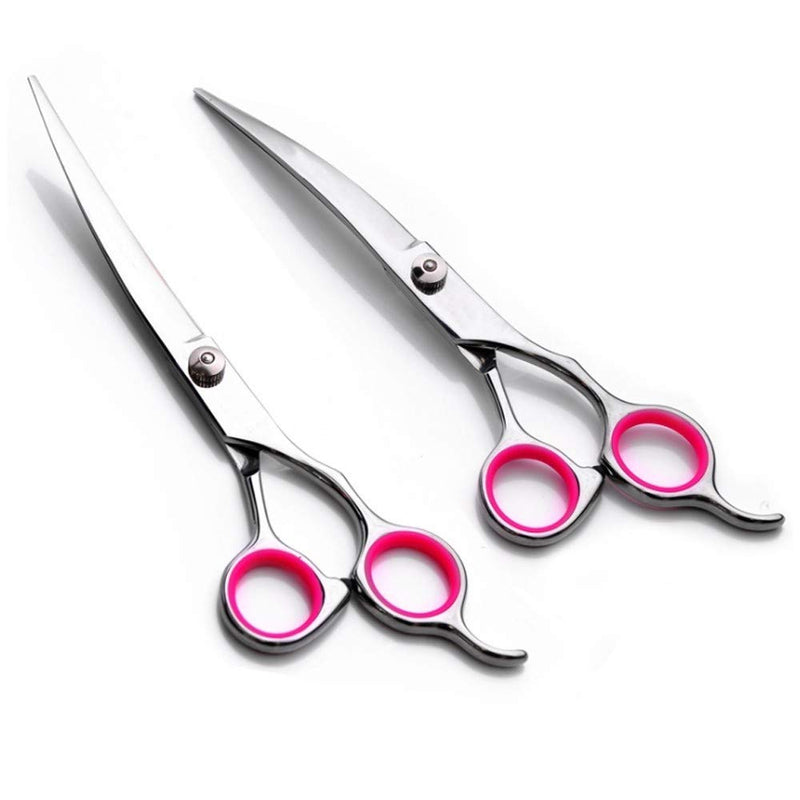 Dog Scissors, 6 Inch Professional Dog Grooming Thinning Scissors & Curved & Straight Hair Scissors, Stainless Steel Curved Grooming Scissors for Dog Cat Hair Care Upgraded - PawsPlanet Australia