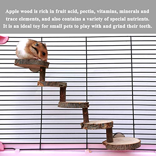 Ankino Hamster Wooden Ladder with 5 Steps, Apple Wood Chew Toys for Sugar Glider, Mouse, Chinchilla, Rat, Gerbil and Dwarf Hamster, Wooden Cage Supplies for Birds Parrot, Teeth Care Molar Toy - PawsPlanet Australia