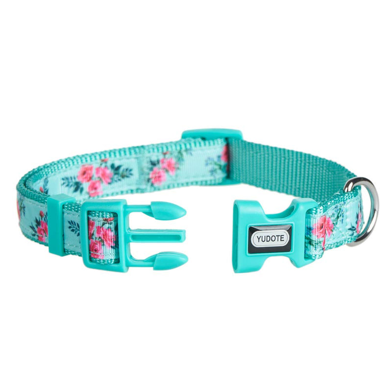[Australia] - YUDOTE 10 Patterns Spring Scent Floral and Plaid Dog Collars, Adjustable Cute Puppy Collar Small(Neck 10"-15") Mint Green 