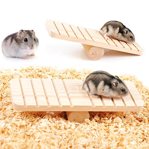 WUWYOUWL Hamster Seesaw Wooden Hanging Swing Set Ferret Climbing Ladder Cage Toys Suspension for Small Hamsters Squirrels Gerbils Mice Dwarfs Rats - PawsPlanet Australia