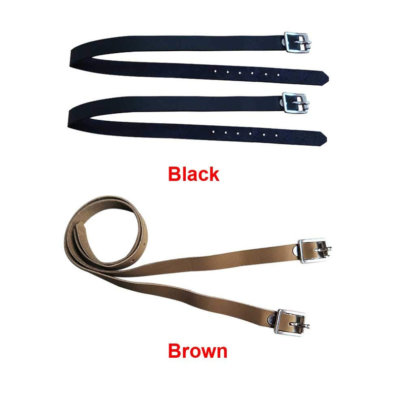 ALEOHALTER 2 Pcs Spur Straps, Horse Riding Straps With Buckle Solid Equestrian Spurs PU Leather Riding Sports Accessories Lady Spur Straps Brown - PawsPlanet Australia