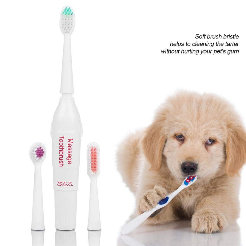 Oumefar Triple Pet Electric Toothbrush Massage Finger Toothbrush Pet Dental Care Cleaning Tools Kit for Dogs Cats Teeth Cleaner(Red) Red - PawsPlanet Australia