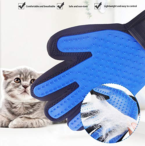 weiyun [Upgrade Version] Pet Grooming Glove Hair Remover Brush Gentle Deshedding Efficient Pet Mitt Pet Massage Gloves Left & Right Hand Draw Dogs Cats Horses Long Short Brush 1Pair (Blue) - PawsPlanet Australia