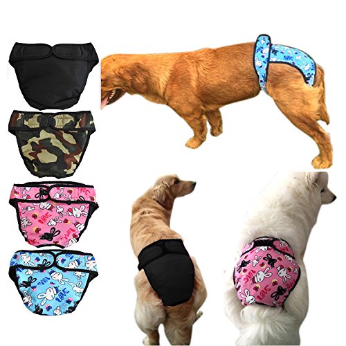 BXT Female Pet Dog Breathable Hygiene Diaper Pants Reuseable& Quickly Dry Sanitary Urine Pads In Season Heat Panties -For Large Medium Dogs 1 Count (Pack of 1) Black - PawsPlanet Australia