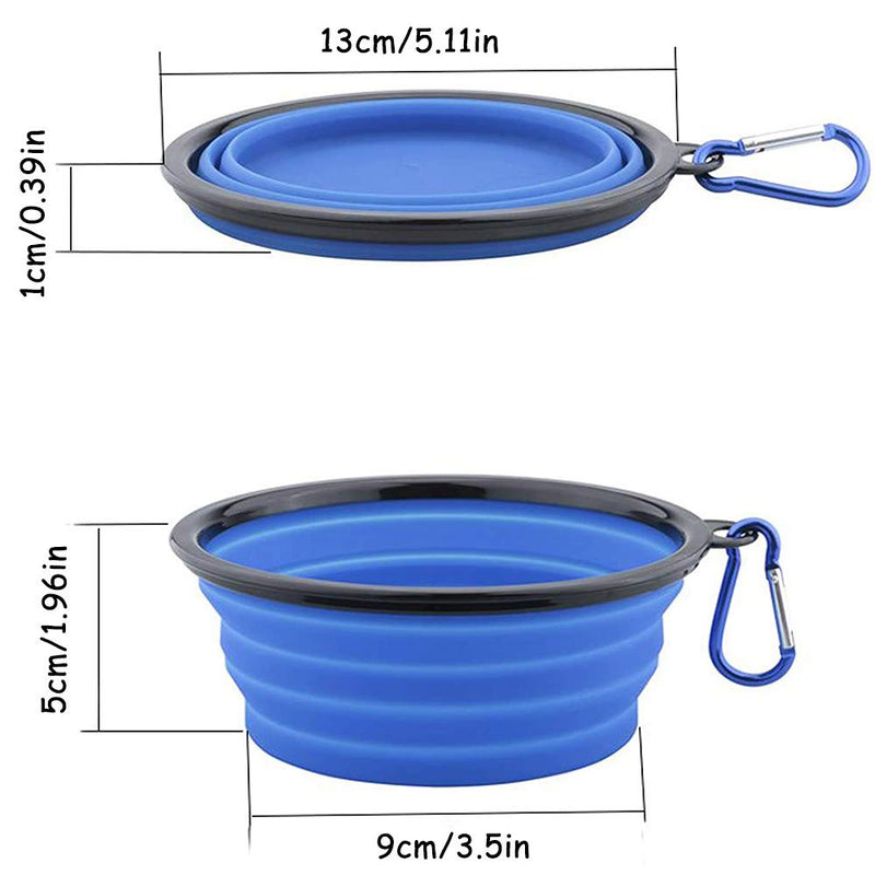 Travel Silicone Dog Cat Bowl, 2 Pieces Collapsible Travel Dog Bowl, Foldable Small Travel Dog Bowl, Collapsible Dog Bowls, with Carabiner, for Pet Dogs Cats Outdoor Travel Drinking Water Feeding - PawsPlanet Australia