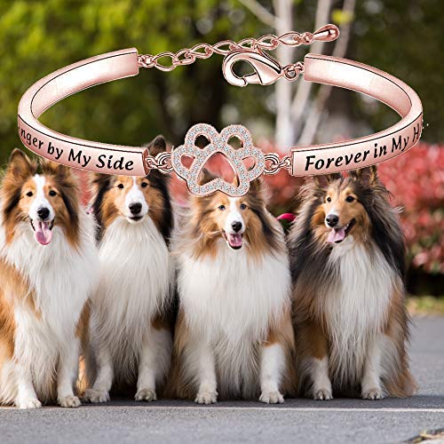 Dog Memorial Bracelet No Longer by My Side But Forever in My Heart Crystal Paw Print Bracelet Loss of Pet Jewelry Memorial Gift for Women (no longer bracelet RG) - PawsPlanet Australia