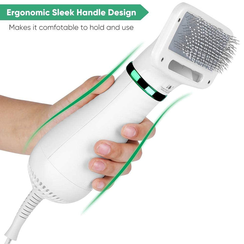 Pet Hair Dryer Comb 2 in 1 300W Portable Dog Grooming Hair Dryer with Slicker Brush Powerful Fur Blower Adjustable Temperature Settings for Small Pets - PawsPlanet Australia