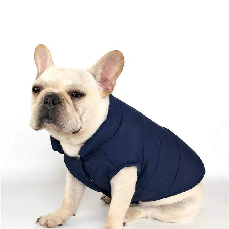 Dog Warm Jacket Dog Cosy Jacket Winter Lined Coat Dog Cat Clothes Warm French Bulldog Pug Dog Clothes Vest XL Blue - PawsPlanet Australia
