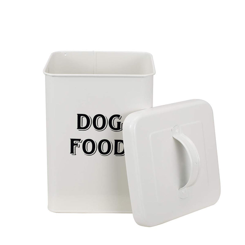 Pethiy Dog Food and Treats Containers Set with Scoop for Dogs-Vintage White Powder-Coated Carbon Steel - Tight Fitting Lids - Storage Canister Tins Small-White - PawsPlanet Australia