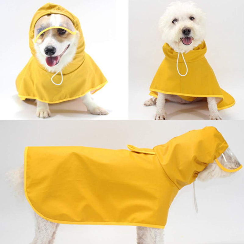 [Australia] - TOFOAN Dog Raincoat, Lightweight Dog Rain Jacket, Pet Waterproof Clothes Poncho for Small Medium Dogs, Dog Rainwear with Hood & Collar Hole Transparent Brim, Yellow Pet Rain Coat Gear for Your Puppy 3XL 