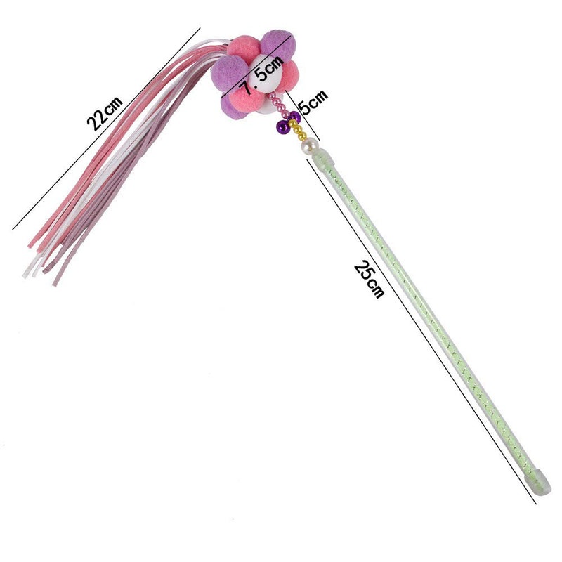 Amasawa 2 Pieces Fairy Stick Cat,Cat Teaser Toy,Pet Toy Ball Feather Tassel Fairy Stick Cat Funny Stick Pompom Plush Ball Bell Tassel Teaser Wand Stick Play Bite Toy - PawsPlanet Australia