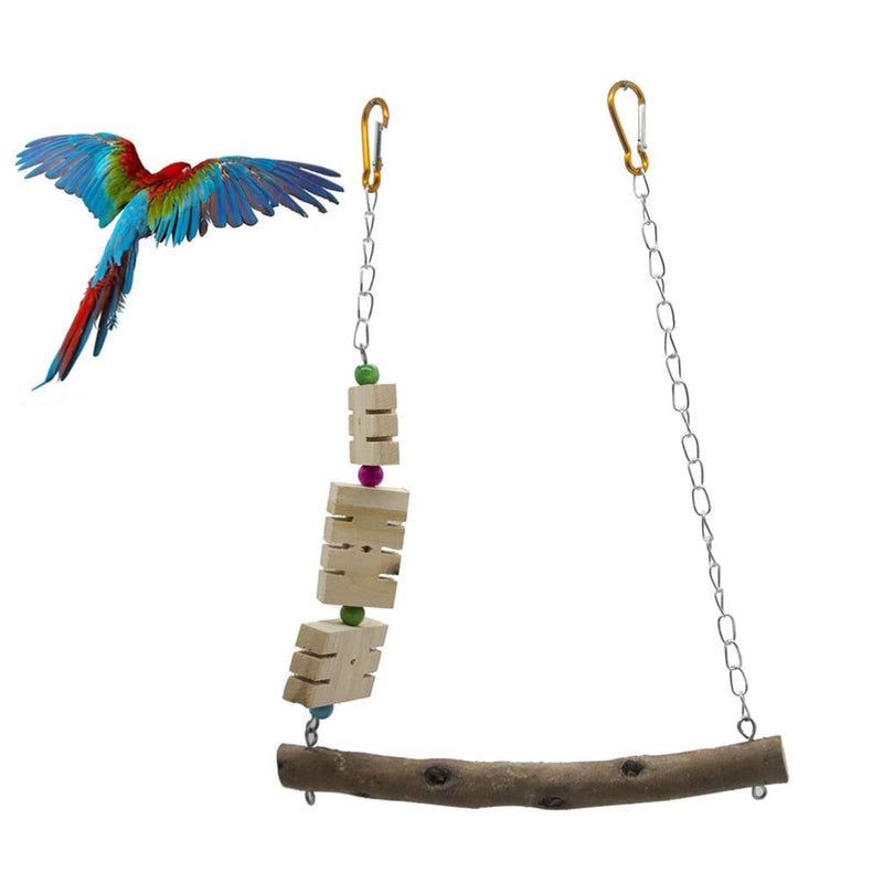 POPETPOP Chicken Swing - Natural Wooden Chicken Toy for Hens Handmade Bird Swing Bird Chew Toy for Bird Parrot Parakeet Hens Macaw Trainning - PawsPlanet Australia