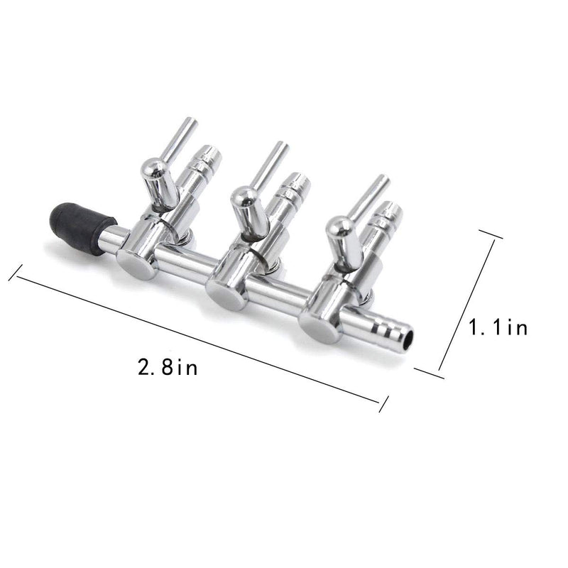 [Australia] - 3 Pieces 3- Way Stainless Steel Air Flow Splitter Pump Lever Valve Air Line Control Valve for Aquarium Fish Tank 