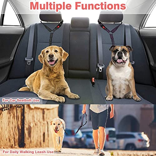 Dog Seat Belts For Cars - Dog Car Harness Adjustable - Headrest Dog Car Seat Belt Restraint Puppy - Elastic Pet Dog SeatBelt harness - Strong Leads Harness for Dogs Cats and Pets (MAIN) (BLACK) BLACK - PawsPlanet Australia