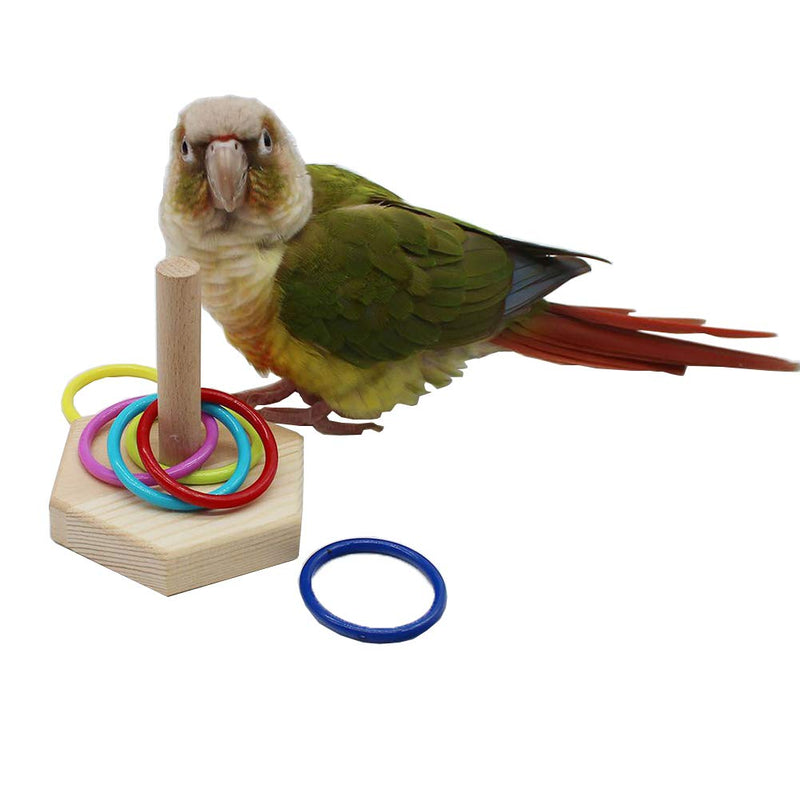 [Australia] - QBLEEV Bird Toys, Bird Trick Tabletop Toys, Training Basketball Stacking Color Ring Toys Sets, Parrot Chew Ball Foraing Toys, Education Play Gym Playground Activity Cage Foot Toys Hexagon Rings Toy 