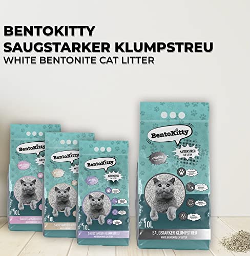 BentoKitty cat litter (26.1kg, 30L, pack of 3) with activated carbon, clumping, white, fine-grained, clumping litter made of bentonite, suitable for sensitive cat paws 30L (pack of 3) - PawsPlanet Australia