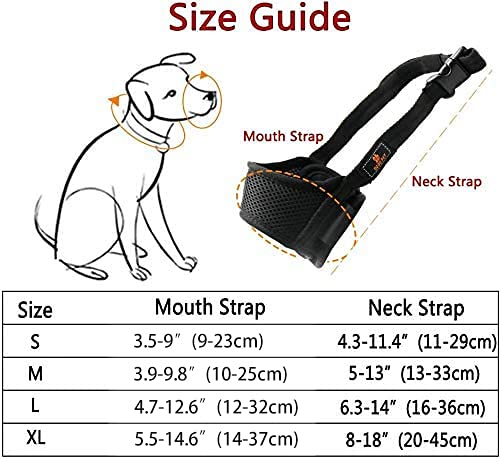 Barley Ears Dog Mouth Cover, Breathable Mesh and Durable Nylon Dog Muzzle with Adjustable Straps to Prevent Biting Barking Chewing, Dog Guard for Small Medium Large Dogs,Black S - PawsPlanet Australia