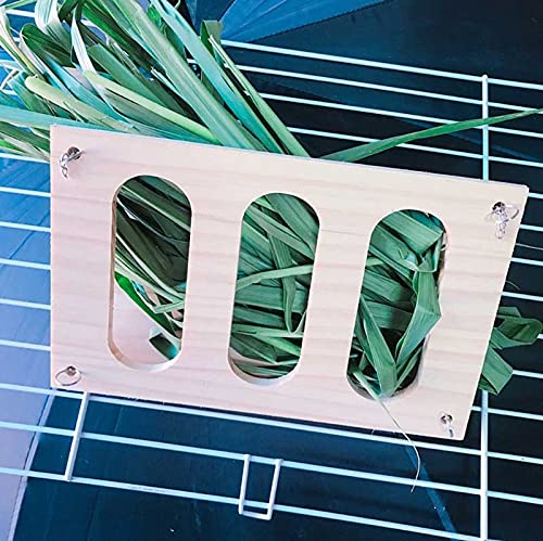 kathson Rabbit Wooden Hay Rack Bunny Hay Feeder Manger Grass Holder Guinea Pigs Food Dispenser for Rabbits Small Pets Chinchilla Hamster (Medium:9.4''5.7'') Medium:9.4''*5.7'' - PawsPlanet Australia