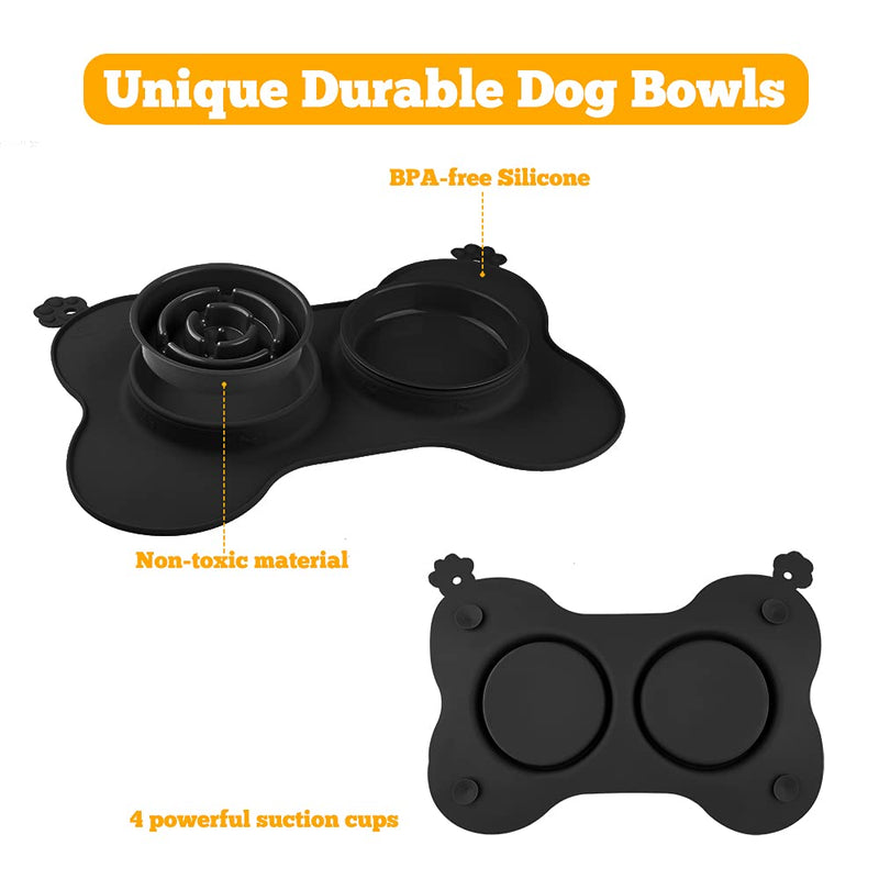 SIMOEFFI Slow Feeder Dog Bowls Cat Slow Feeder 21 x 15 x 2 Inch 3-in-1 Food & Water Dog Bowls 54 Oz Slow Eating Puzzle Bowl No-Spill Non-Skid Bowls for Large Dogs Black - PawsPlanet Australia